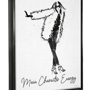 Stupell Industries Glam Main Character Energy Canvas Jet Black Floating Frame